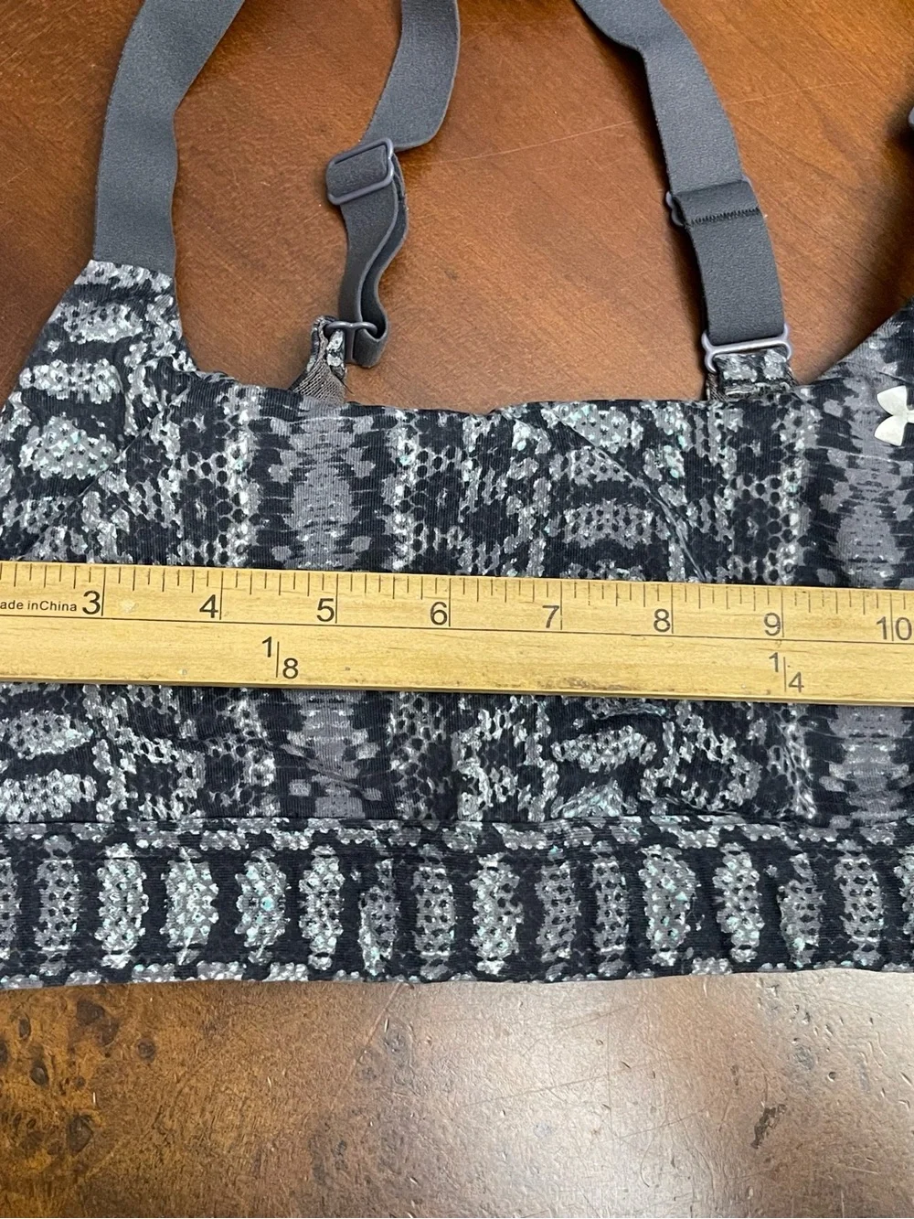 Under Armour Gray Patterned Sports Bra with Crossback Straps